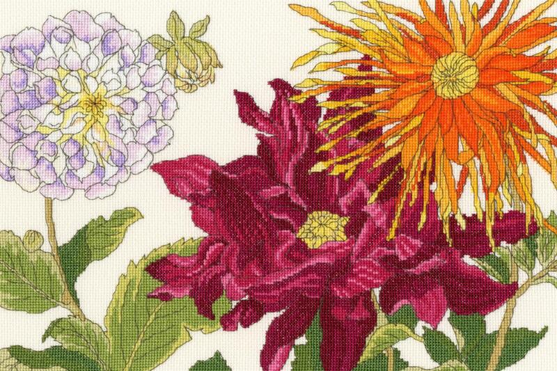 xbd11 набор для вышивания крестом dahlia blooms "георгин цветет" bothy threads | интернет-магазин Елена-Рукоделие