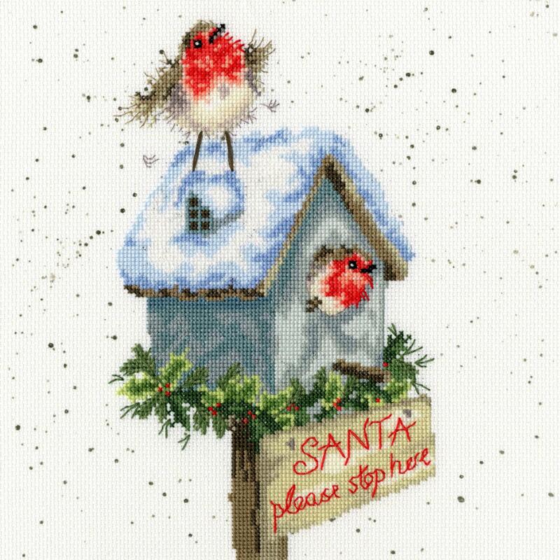 XHD55 Набір для вишивання хрестом Santa Please Stop Here "Санта, зупинись тут" | інтернет-магазин 'Елена-Рукоделие'
