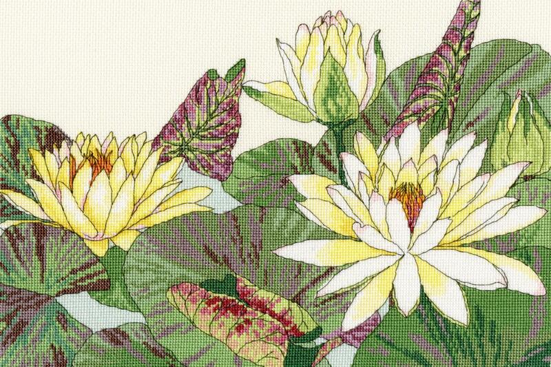 xbd12 набор для вышивания крестом water lily blooms "водяная лилия цветет" bothy threads | интернет-магазин Елена-Рукоделие