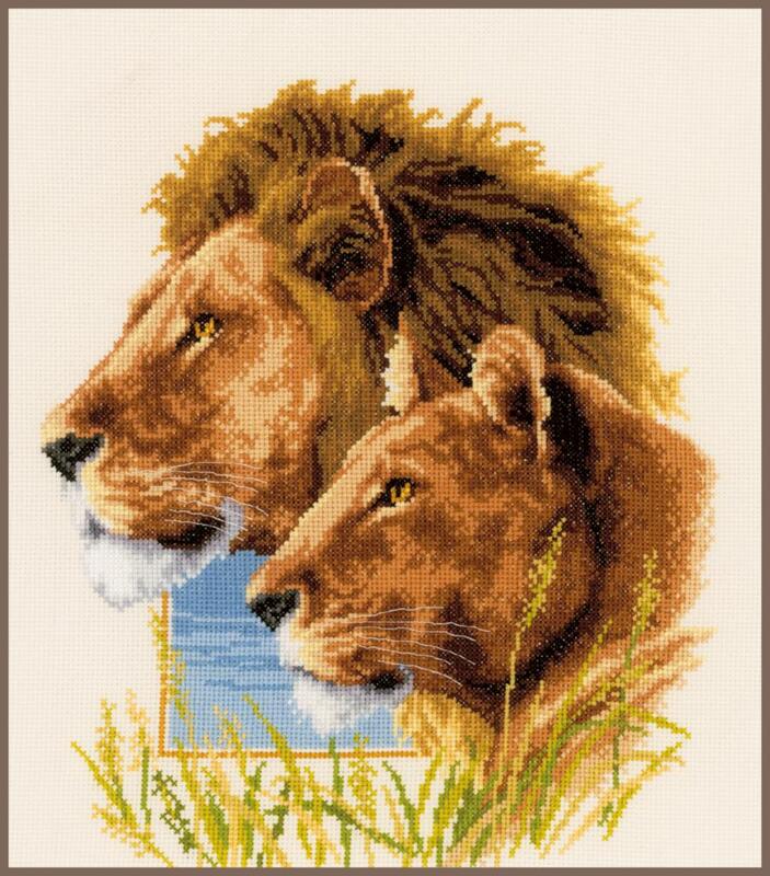 pn-0143773 набор для вышивки крестом vervaco lion couple "пара львов" | интернет-магазин Елена-Рукоделие