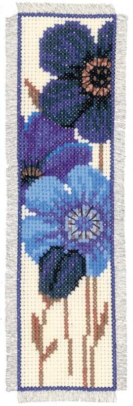 pn-0144264 набор для вышивания крестом (закладка) vervaco blue anemones "синие анемоны" | интернет-магазин Елена-Рукоделие