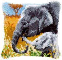 pn-0147955 набор для вышивания подушки (ковроткачество) vervaco elephant baby &amp; his mother "слонёнок с мамой" | интернет-магазин Елена-Рукоделие