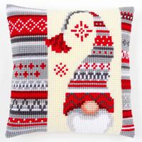 pn-0156878 набор для вышивания крестом (подушка) vervaco christmas elf "рождественские гномы" | интернет-магазин Елена-Рукоделие