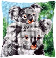 pn-0158399 набор для вышивания крестом (подушка) vervaco koala with baby "коала с младенцем" | интернет-магазин Елена-Рукоделие