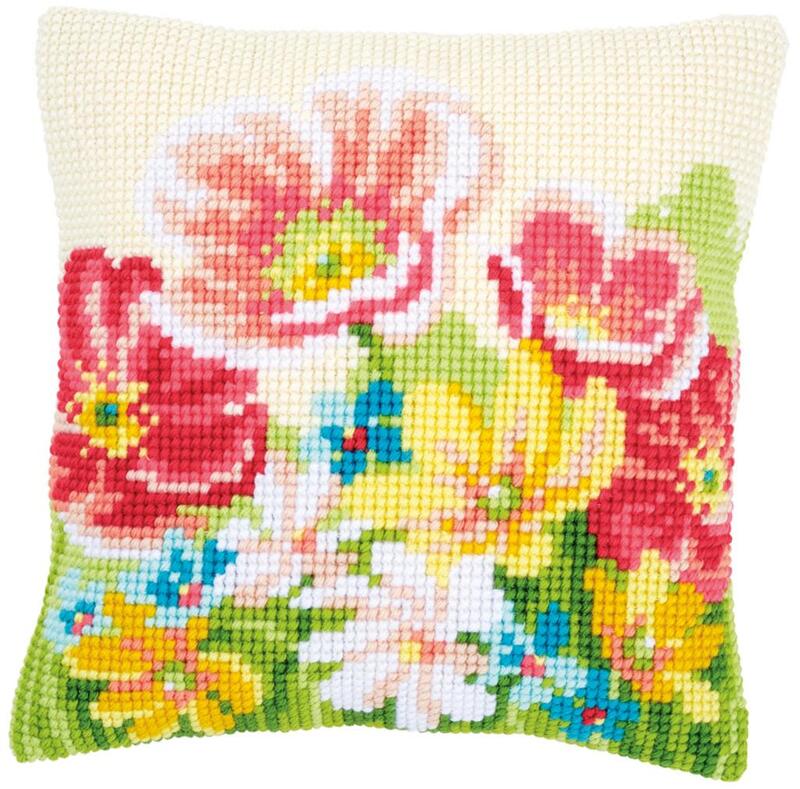 PN-0163860 Набір для вишивання хрестом (подушка) Vervaco Summer Flowers | інтернет-магазин 'Елена-Рукоделие'
