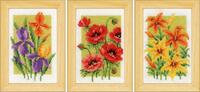 pn-0164189 набор миниатюр для вышивки крестом vervaco летние цветы (набор из 3 шт.) | интернет-магазин Елена-Рукоделие