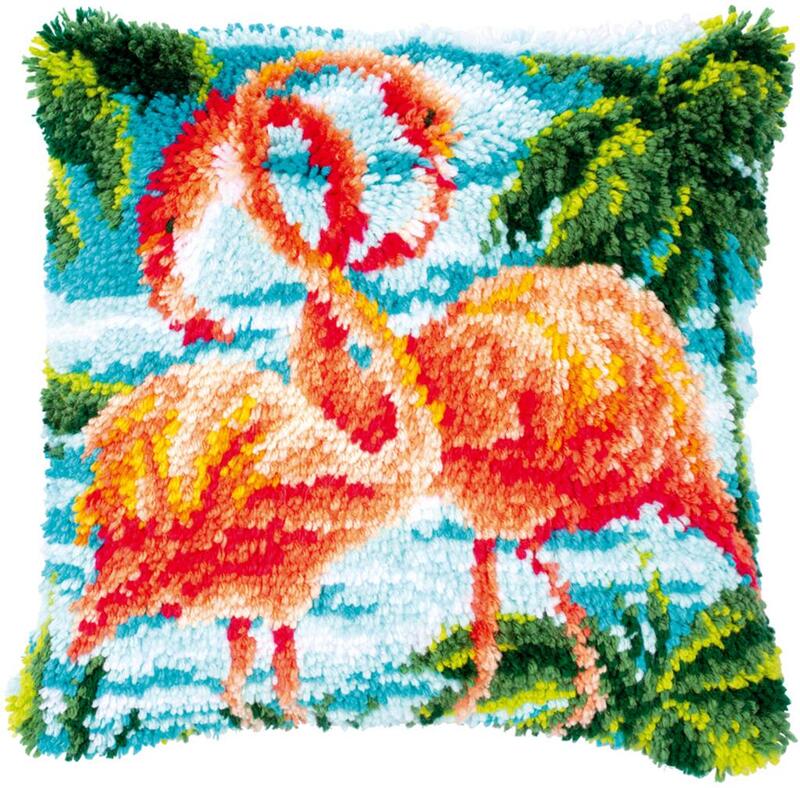 PN-0186006 Набір для вишивання подушки (килимарство) Vervaco Flamingos "Фламінго" | інтернет-магазин 'Елена-Рукоделие'