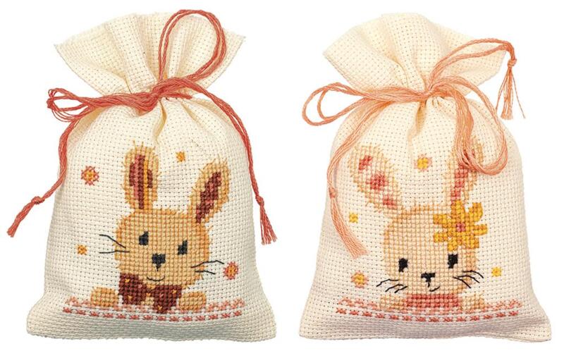 pn-0187953 набор для вышивания крестом (мешочки для саше) vervaco sweet bunnies "сладкие кролики" | интернет-магазин Елена-Рукоделие