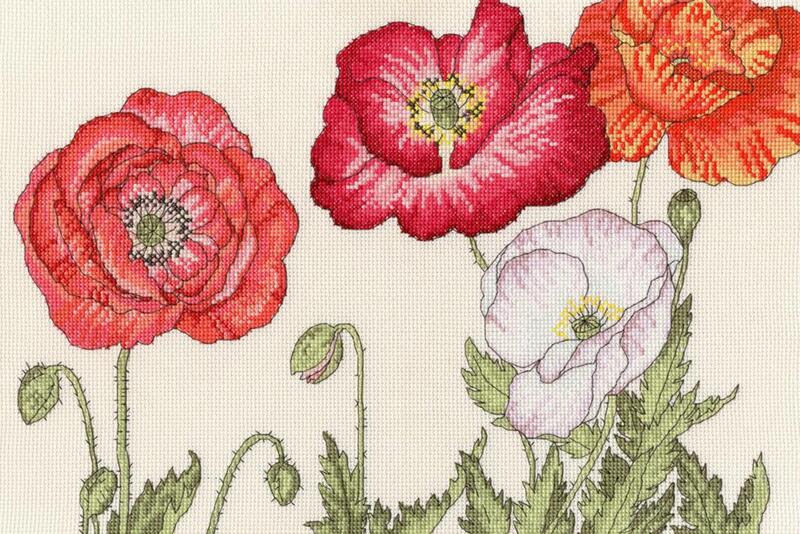 xbd15 набор для вышивания крестом poppy blooms "мак цветёт" bothy threads | интернет-магазин Елена-Рукоделие