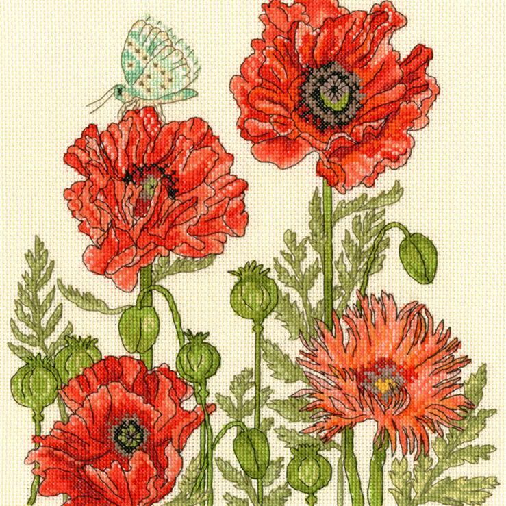 XFY1 Набір для вишивання хрестом Poppy Garden "Маковий сад" Bothy Threads | інтернет-магазин 'Елена-Рукоделие'