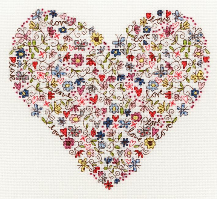 xka1 набор для вышивания крестом love heart "сердце любви" bothy threads | интернет-магазин Елена-Рукоделие