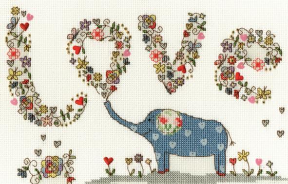 XKA5 Набір для вишивання хрестом Love Elly "Закоханий слон" Bothy Threads | інтернет-магазин 'Елена-Рукоделие'