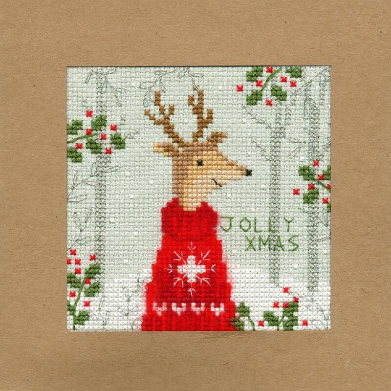 xmas12 набор для вышивания крестом (рождественская открытка) xmas deer "рождественский олень" bothy threads | интернет-магазин Елена-Рукоделие