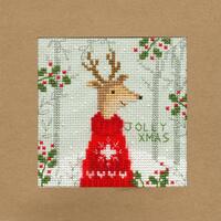 фото xmas12 набор для вышивания крестом (рождественская открытка) xmas deer "рождественский олень" bothy threads
