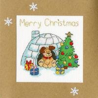 фото xmas25 набор для вышивания крестом (рождественская открытка) winter woof "зимний гав" bothy threads