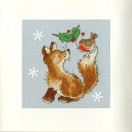 xmas29 набор для вышивания крестом (рождественская открытка) christmas friends "рождественские друзья" bothy threads | интернет-магазин Елена-Рукоделие