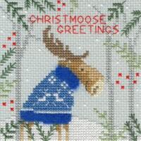 xmas7 набор для вышивания крестом (рождественская открытка) xmas moose "рождественский лось" bothy threads | интернет-магазин Елена-Рукоделие
