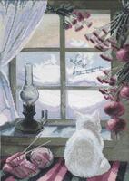фото Набір для вишивання хрестиком Чарівна Мить М-482 "Кішка біля віконця"