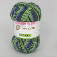 фото носочная пряжа lady yarn comfy серо-зеленый