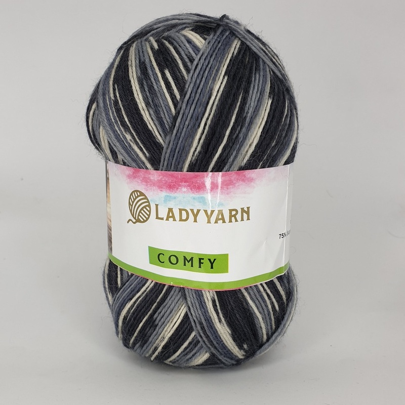 пряжа для шкарпеток lady yarn comfy сіра | интернет-магазин Елена-Рукоделие