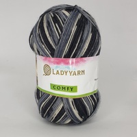 носочная пряжа lady yarn comfy серый | интернет-магазин Елена-Рукоделие
