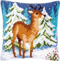 pn-0146918 набор для вышивания крестом (подушка) vervaco deer in winter "олень зимой" | интернет-магазин Елена-Рукоделие