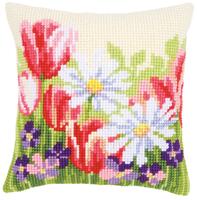 pn-0163859 набор для вышивания крестом (подушка) vervaco spring flowers "весенние цветы" vervaco | интернет-магазин Елена-Рукоделие