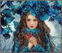 pn-0188640 набор для вышивки крестом lanarte blue flowers girl "девушка с голубыми цветами" | интернет-магазин Елена-Рукоделие