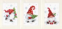 фото pn-0189708 набор для вышивания крестом (открытки) vervaco christmas gnomes "рождественские гномы"