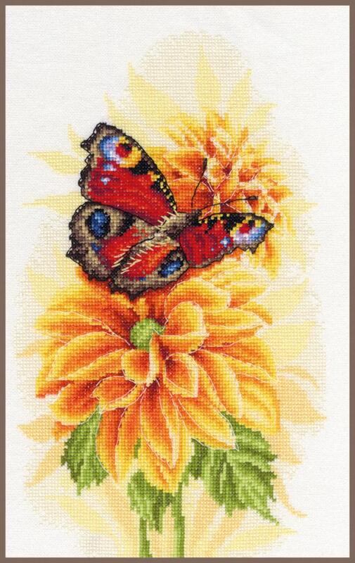 pn-0194926 набор для вышивки крестом lanarte fluttering butterfly "порхающая бабочка"  | интернет-магазин Елена-Рукоделие