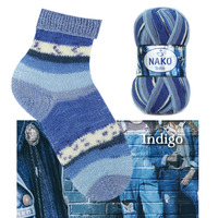 носочная пряжа nako boho concept 82450 indigo | интернет-магазин Елена-Рукоделие