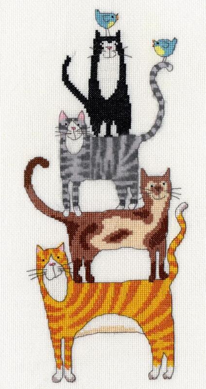 xkm1 набор для вышивания крестом cat stack "кошки" bothy threads | интернет-магазин Елена-Рукоделие