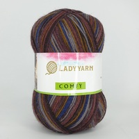 фото носочная пряжа lady yarn comfy бордо-синий-желтый