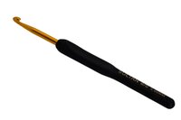 крючок для вязания с черной силиконовой ручкой и золотистым наконечником 5.0 | интернет-магазин Елена-Рукоделие