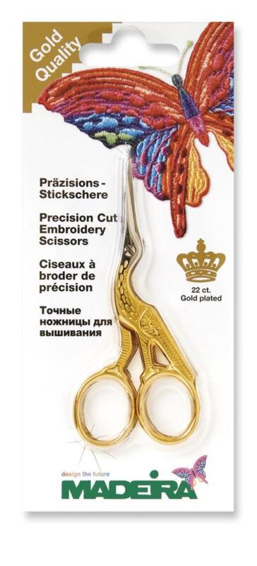 9479 Ножиці для вишивання Madeira (Журавель-прямі кінці, позолота 24 карата) | інтернет-магазин 'Елена-Рукоделие'