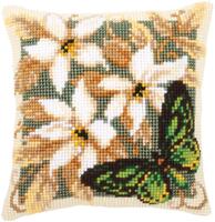 PN-0146841 Набір для вишивання хрестом (подушка) Vervaco "Зелений метелик"  | інтернет-магазин 'Елена-Рукоделие'